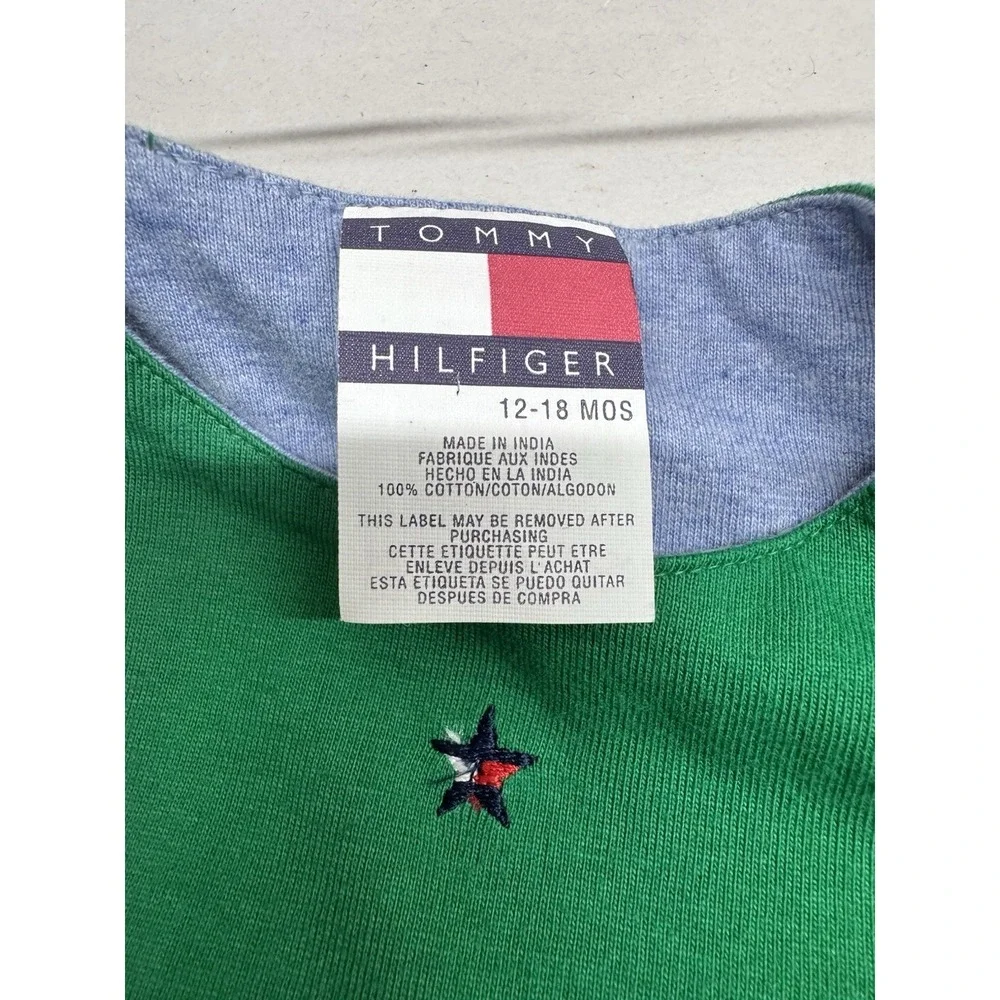 Tommy Hilfiger Baby Reversible‎ Dress Green Blue Long Sleeve 12-18 MOS